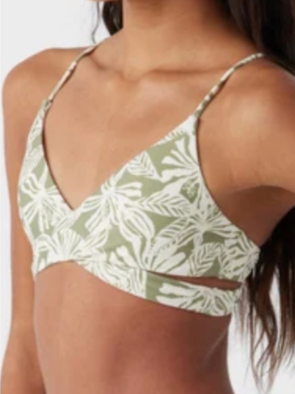 O’Neill Halfmoon Tropical Wrap Top bikini oil Green